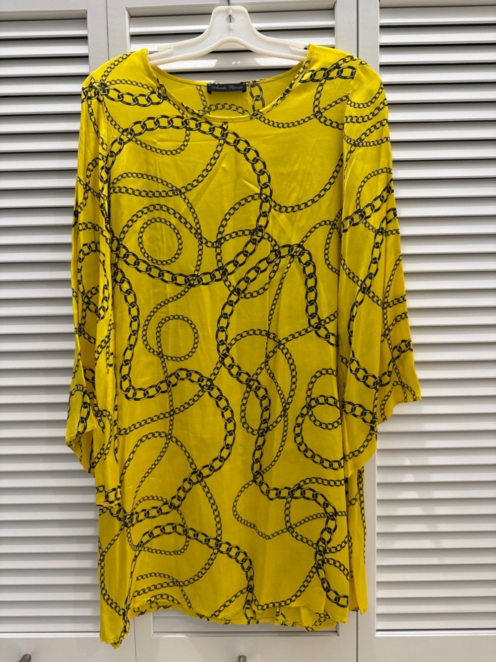 Yellow Chain-Print Midi Dress